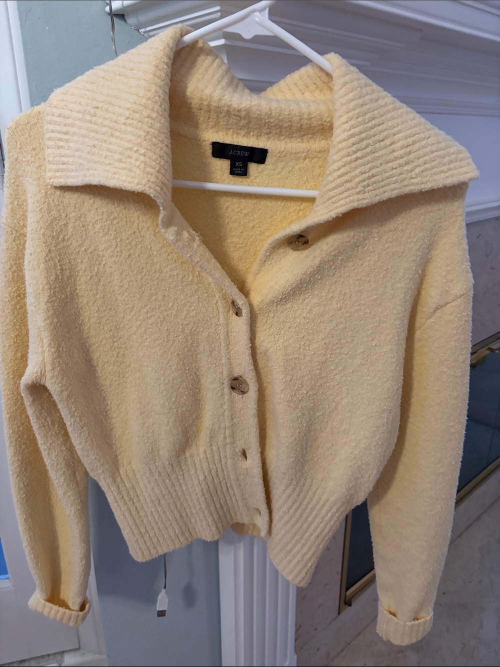 J. Crew Pale Yellow Button-Front Cozy Cardigan